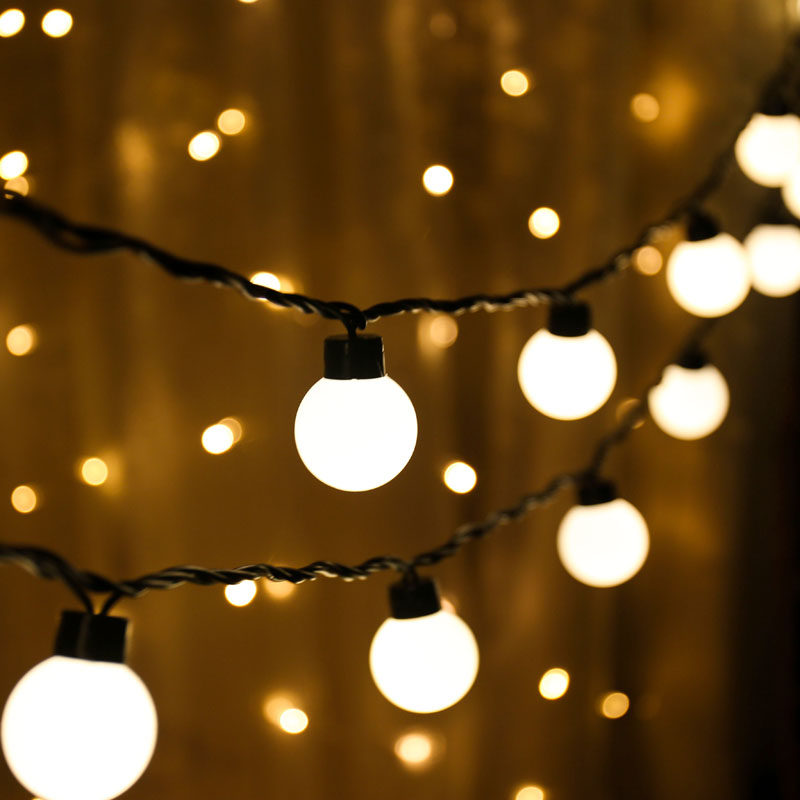 节日装饰灯串led彩灯闪灯串灯防水圆球灯婚庆小灯泡户外大灯泡5cm