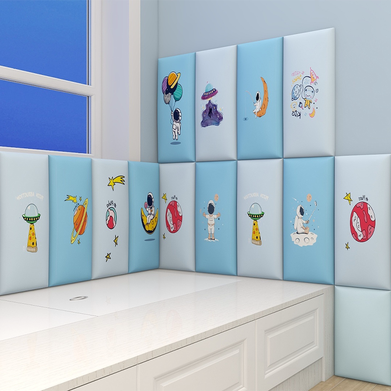 儿童宝宝榻榻米墙围炕围卧室卡通防撞软包太空背景墙软包