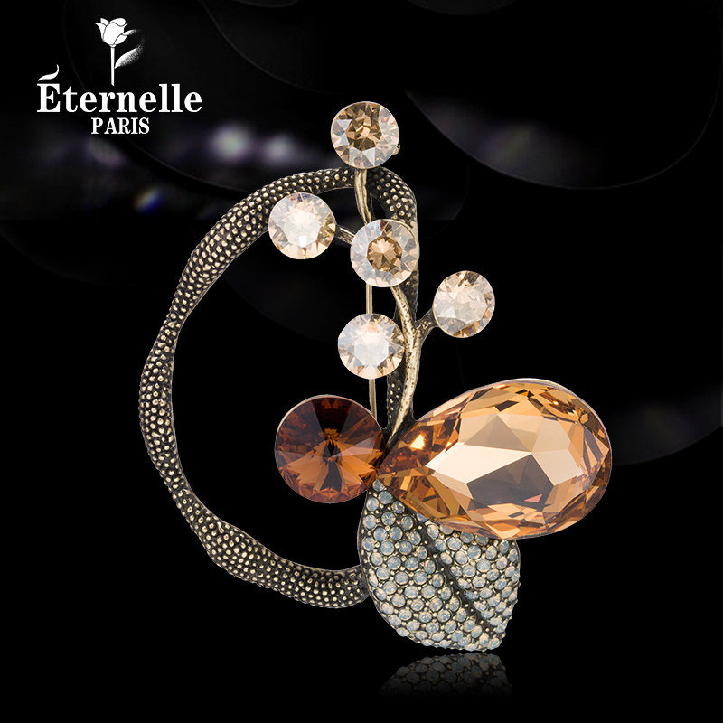 法国eternelle简约胸花配饰花卉造型奥地利水晶胸针胸针