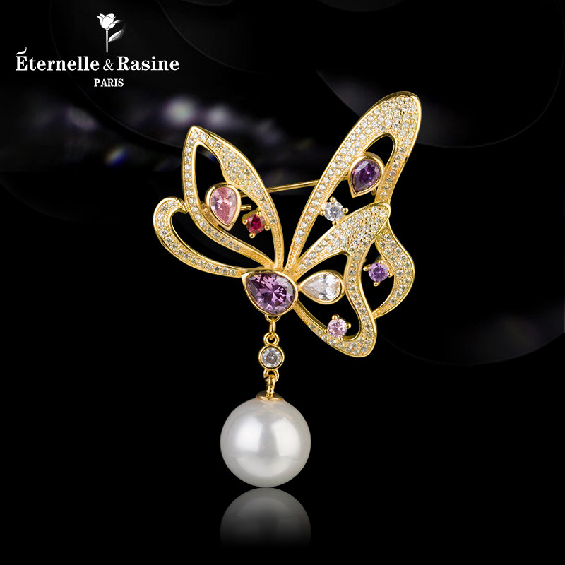 法国eternelle优雅气质胸针秋冬大衣装饰翩翩蝴蝶胸针