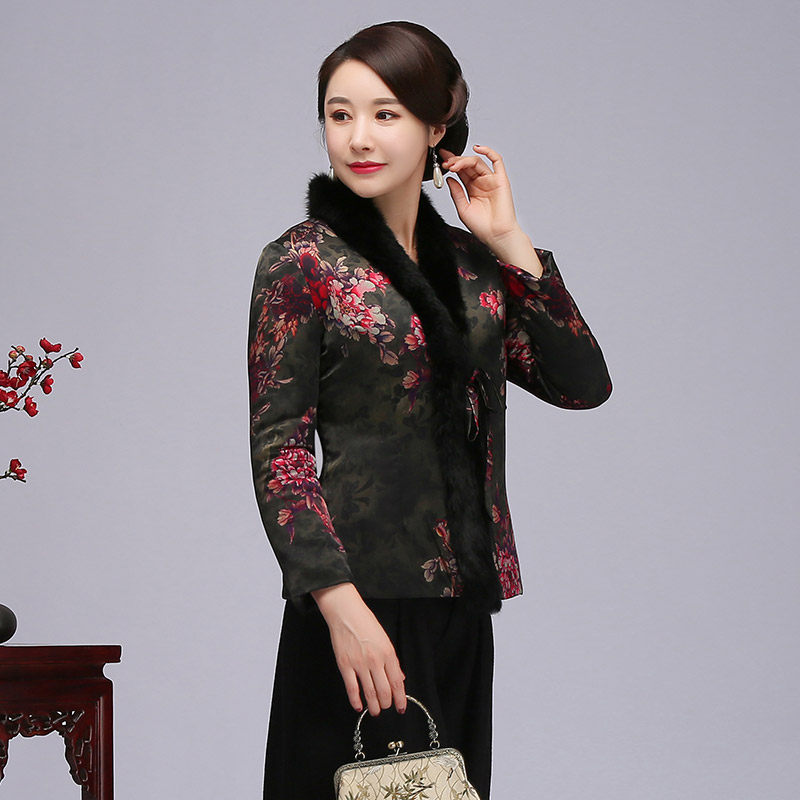 深艺秋冬新款改良真丝唐装上衣复古风中国风上衣