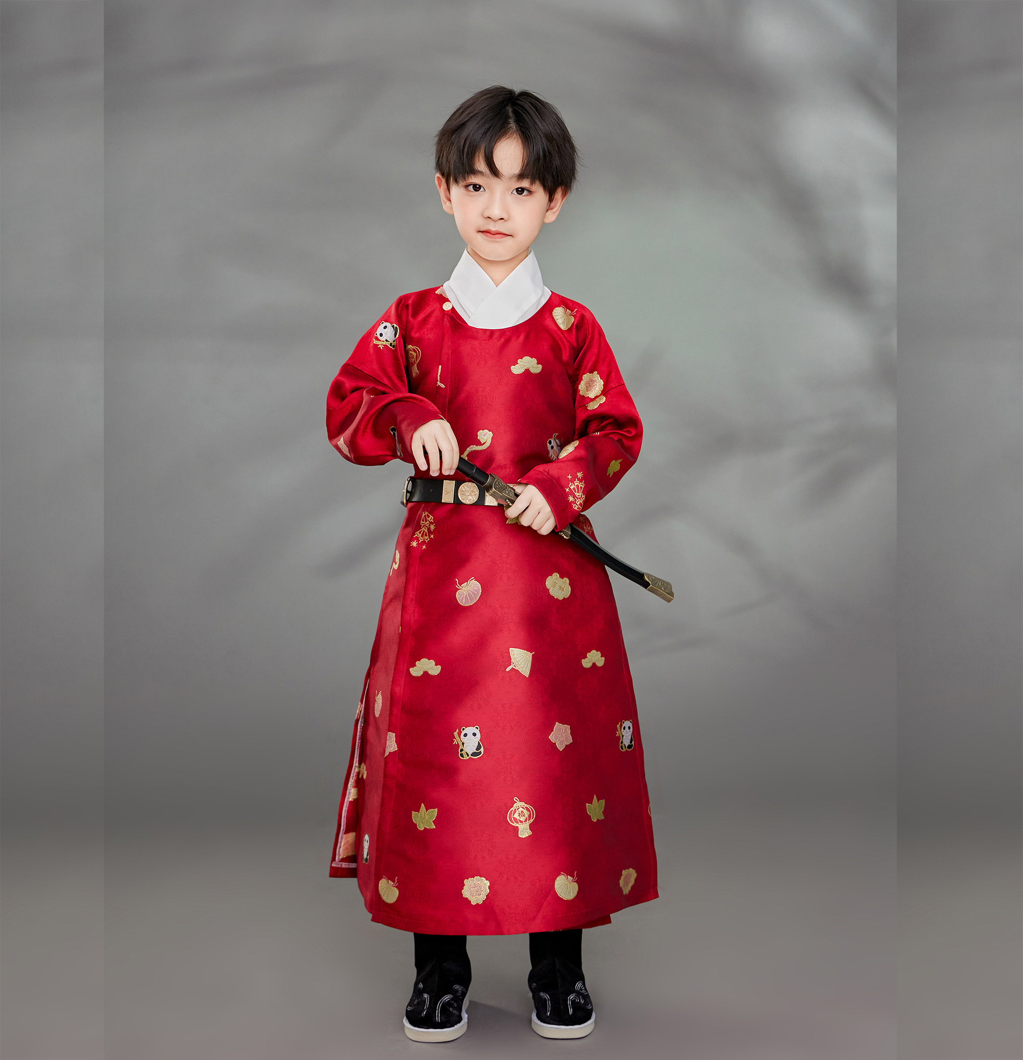 兴业原创高品质儿童汉服秋冬新品男童唐制圆领汉服