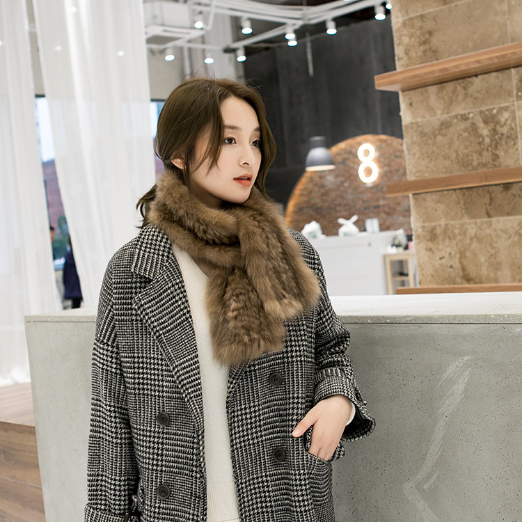 皮草围巾女冬季新款紫貂毛编织拼色时尚商务ol气质貂皮围脖06360