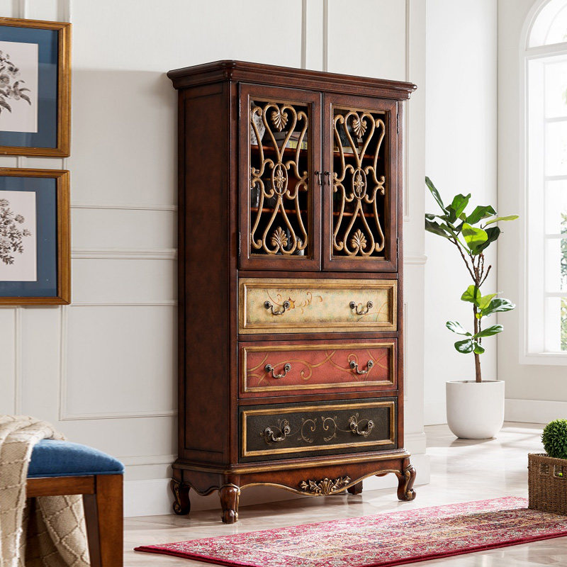 美式柜子酒柜欧式欧式美乡村复古做旧手绘抽屉斗柜