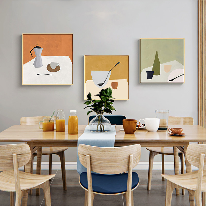 好食北欧文艺餐厅装饰画饭厅厨房挂画清新原木风现代装饰画