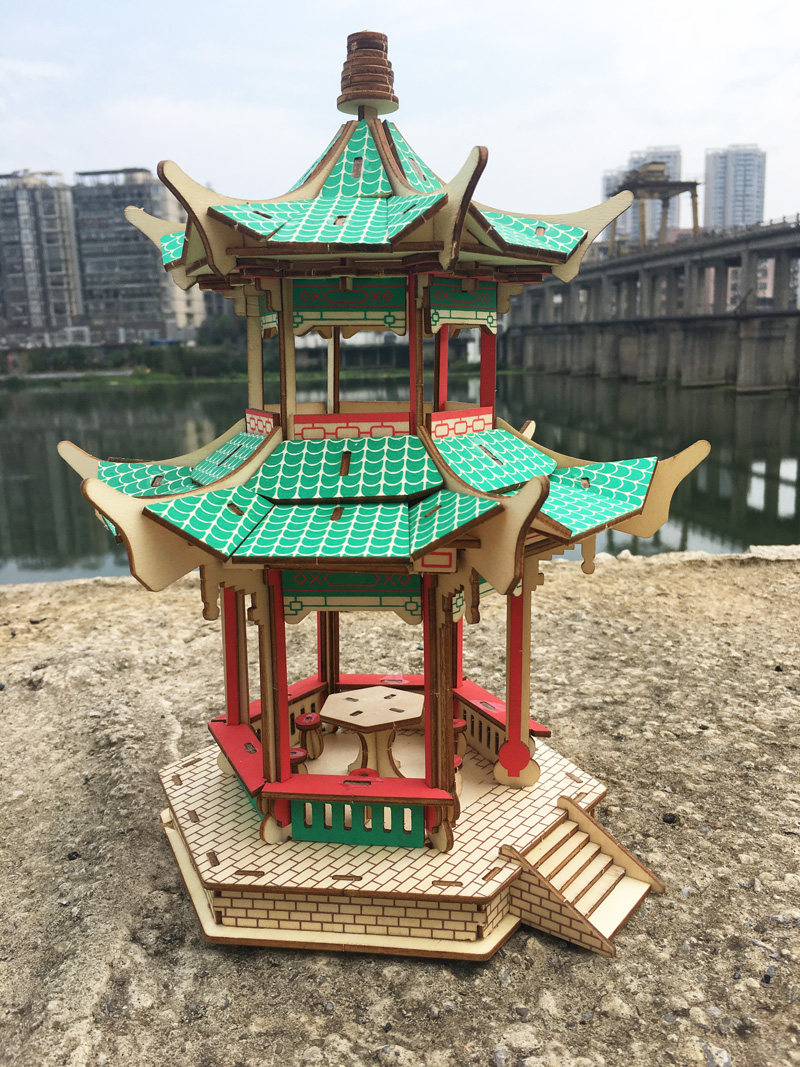 包邮中国古建筑仿真木制模型成人手工拼装diy建筑