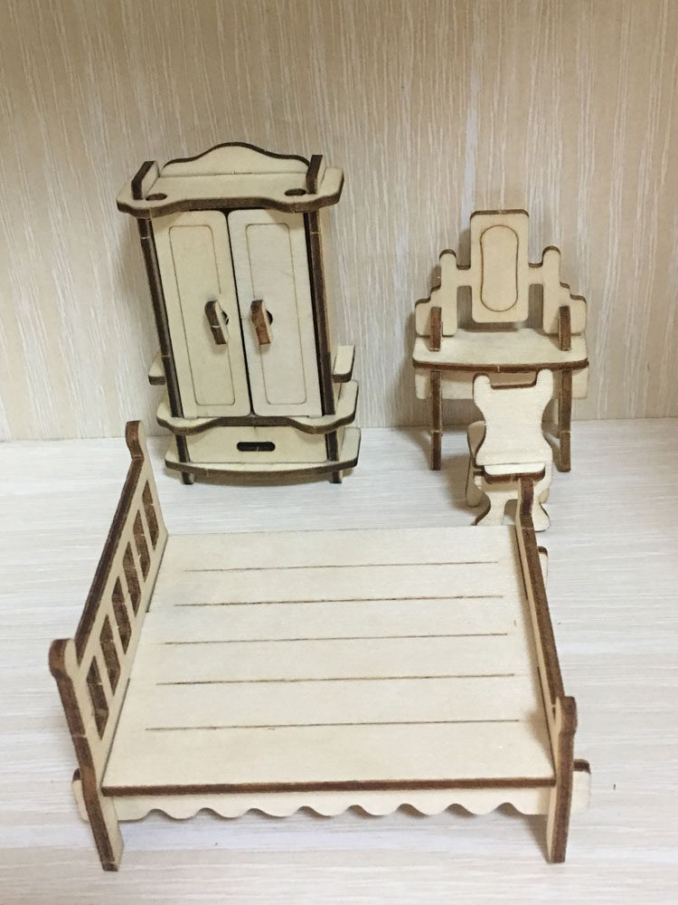 包邮迷你创意手工diy木制34个小家家具套餐建筑