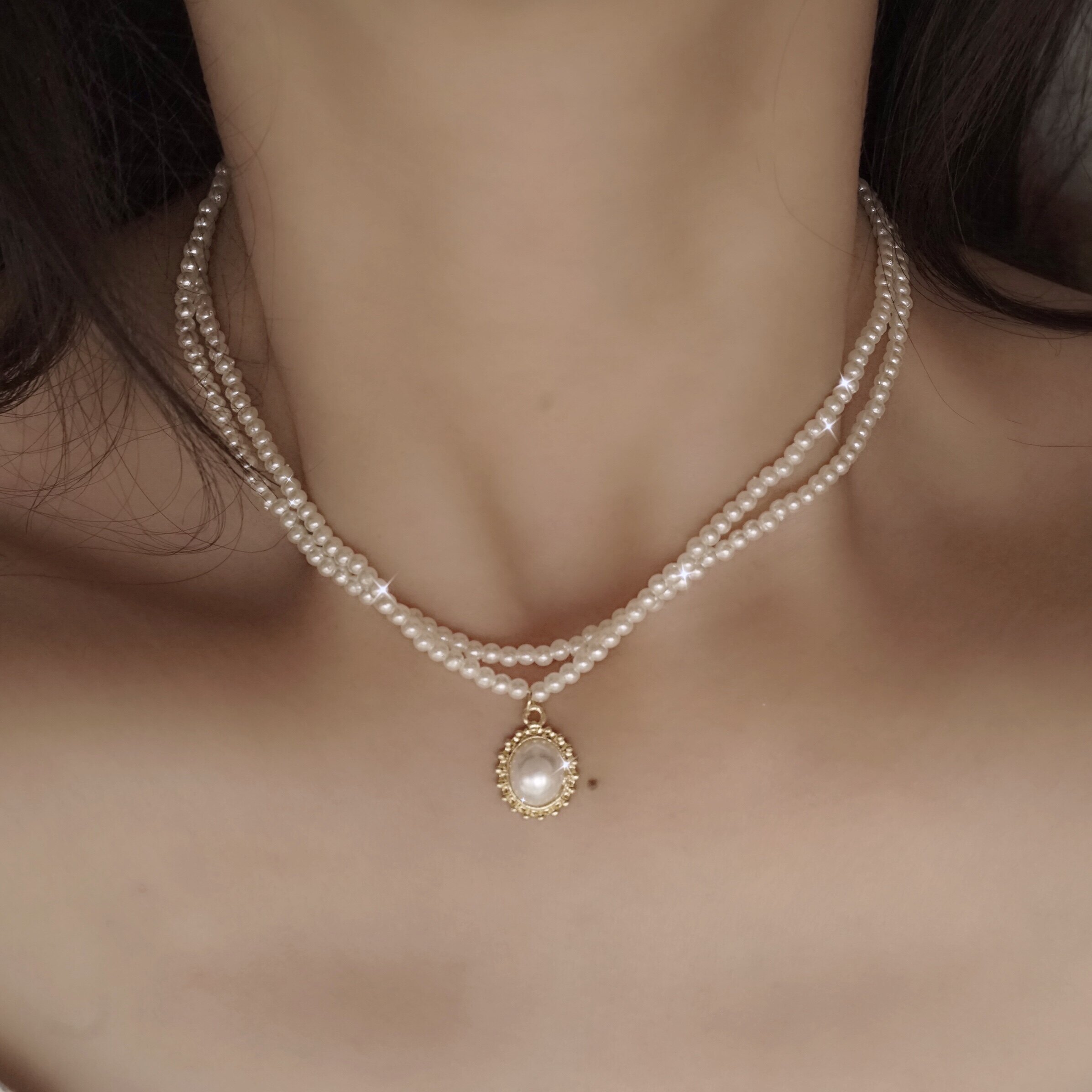 气质特惠包邮少女choker简约冷淡复古珍珠项圈项链