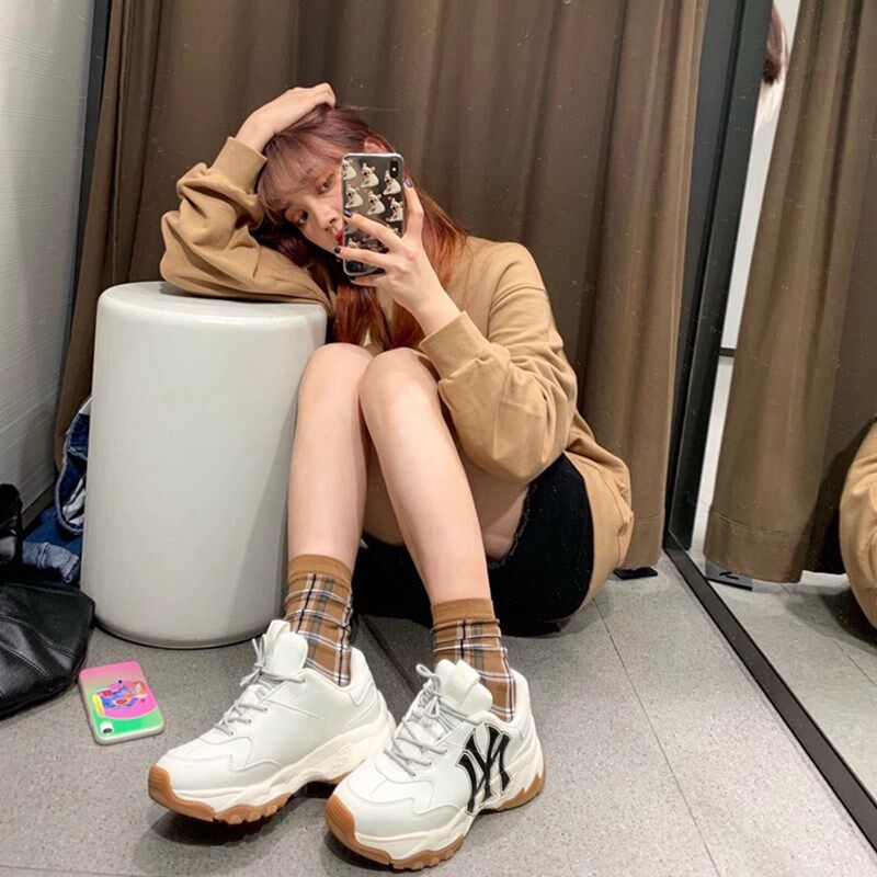 国内专柜版本mlb男女复古老爹鞋秋冬情侣增高小白鞋3ashc101n