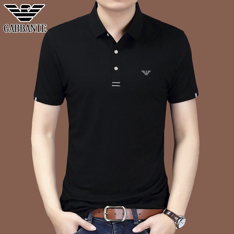 短袖新款t恤男桑蚕丝体恤 奇 阿玛尼 亚夏装薄打底衫翻领棉Polo衫