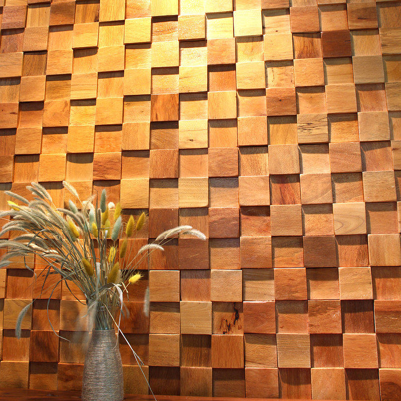颗粒木块立体电视背景墙实木马赛克简欧客厅卧室马赛克
