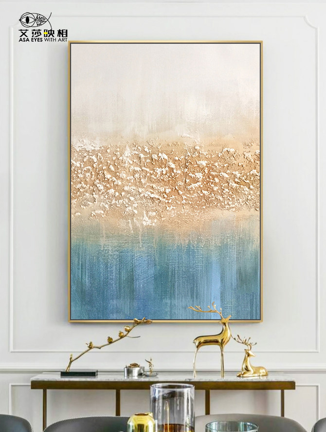 简约轻奢手绘油画现代客厅抽象装饰画玄关餐厅油画