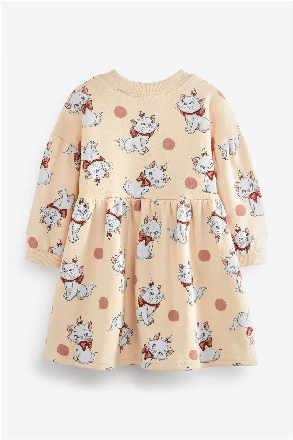 英国next童装22春女童可爱玛丽猫长袖连衣裙女宝休闲薄绒甜美裙子