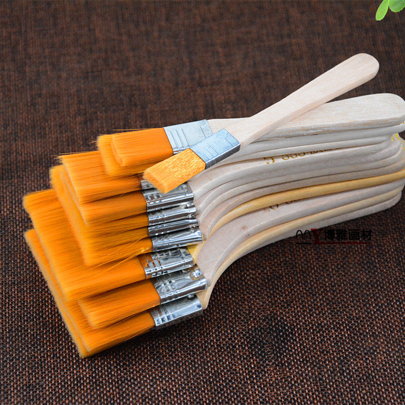 尼龙画笔刷平头油画笔水粉水彩刷笔儿童丙烯颜料板刷墙绘刷子套装