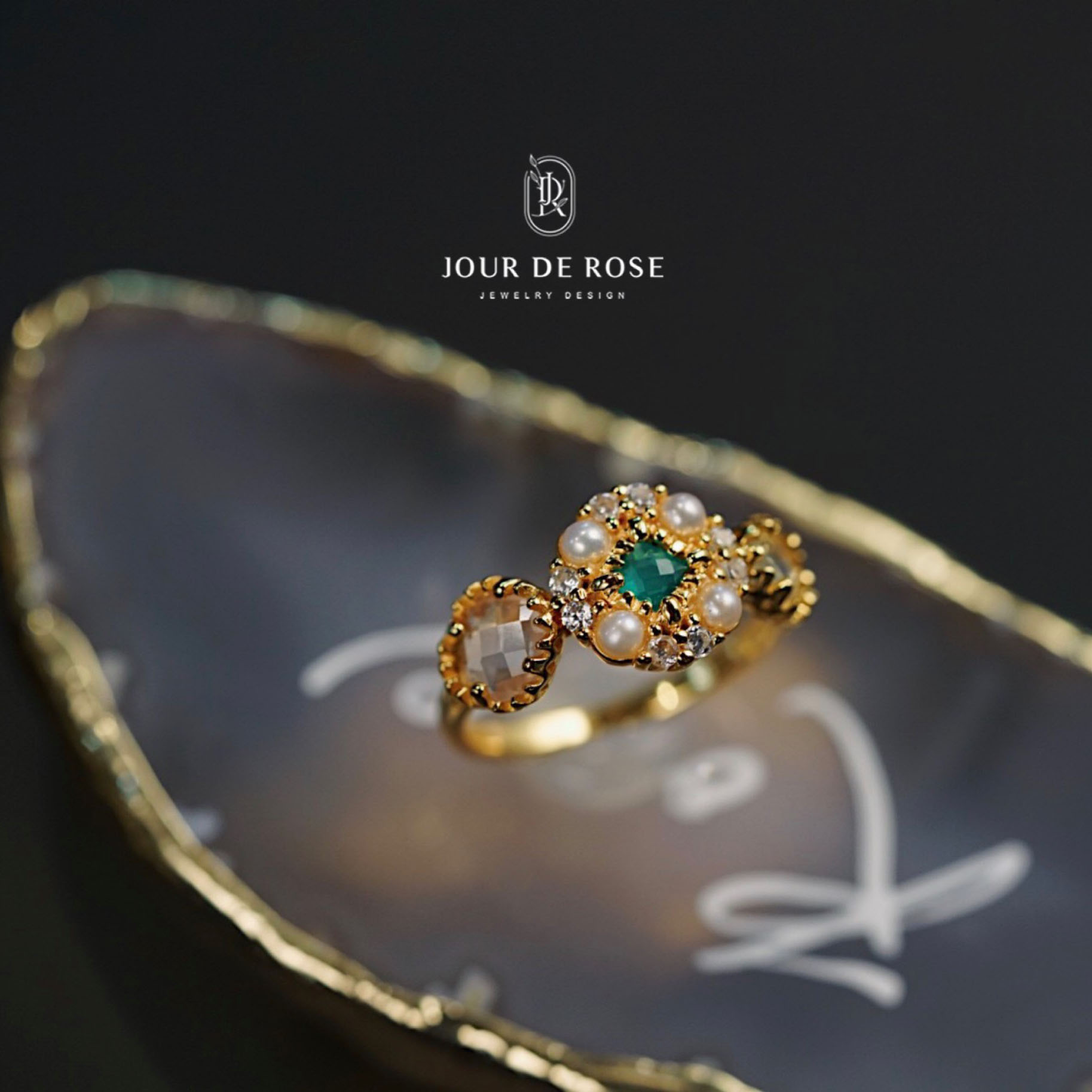 彩宝系列戒指原创设计天然水晶指环日系轻奢戒指