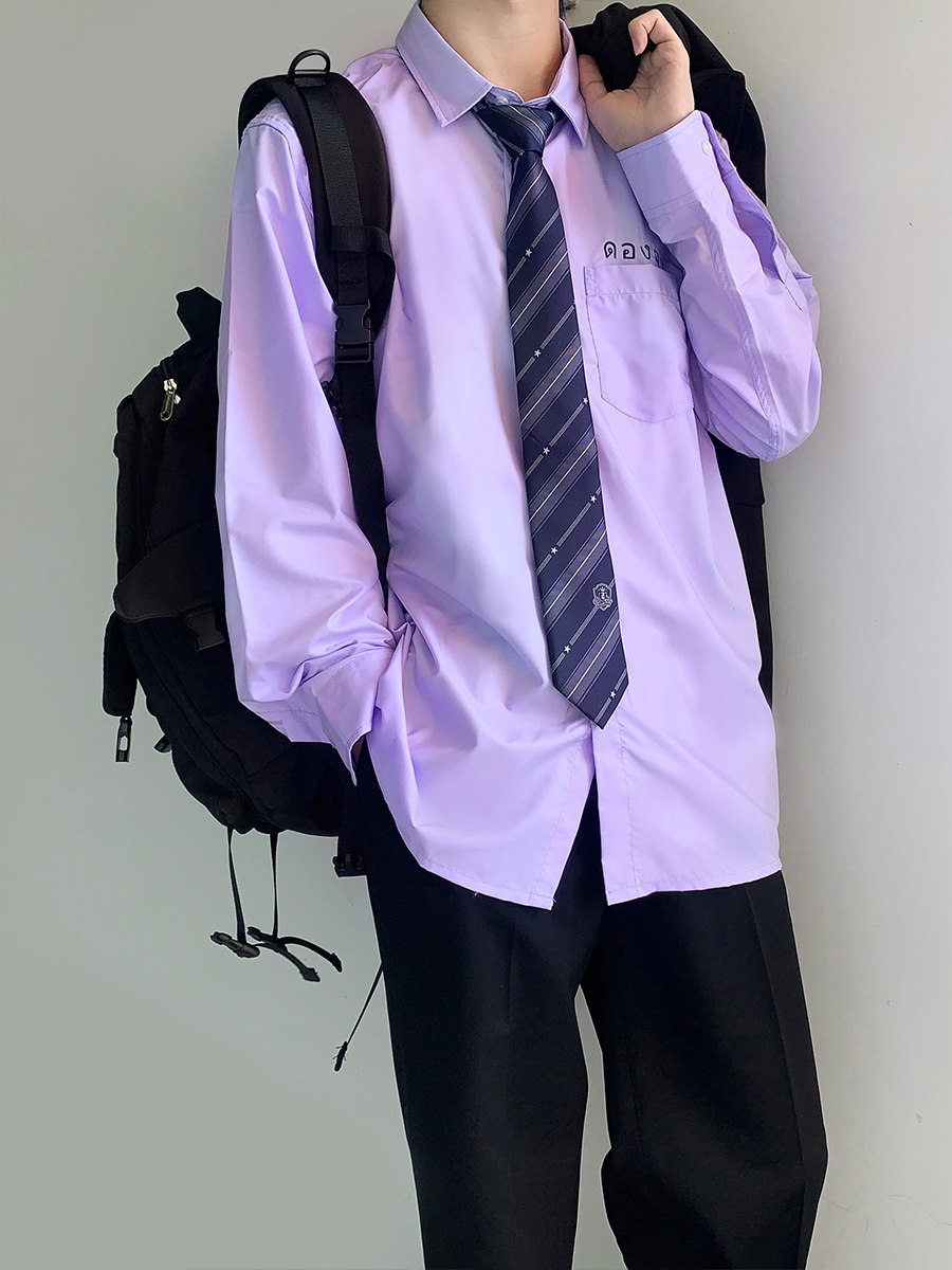 木村学生衬衫制服jk学院淡紫色校服泰式泰国学生校服