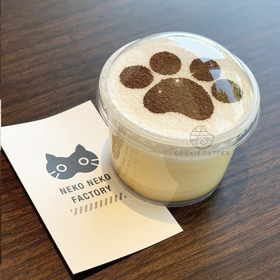 人气小猫猫爪印花咖啡拉花花粉筛喷花模亚克力烘焙模具