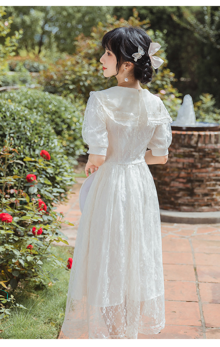 苏浅慕颜2021夏季法式赫本仙气泡泡森系少女连衣裙