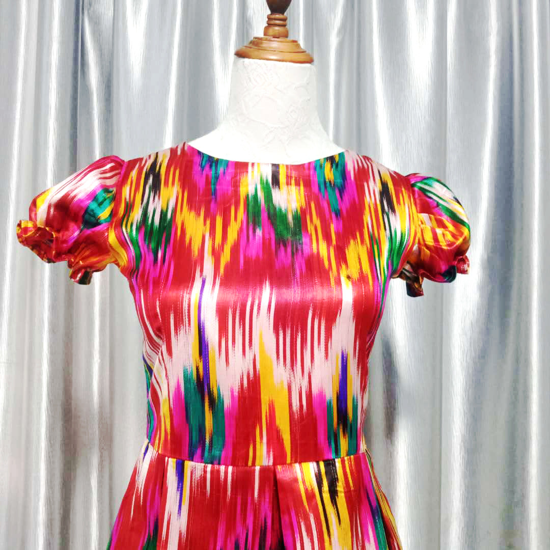 新疆丝绸真丝艾特莱斯婚礼演讲穿裙子新疆特色民族风公主裙大摆裙