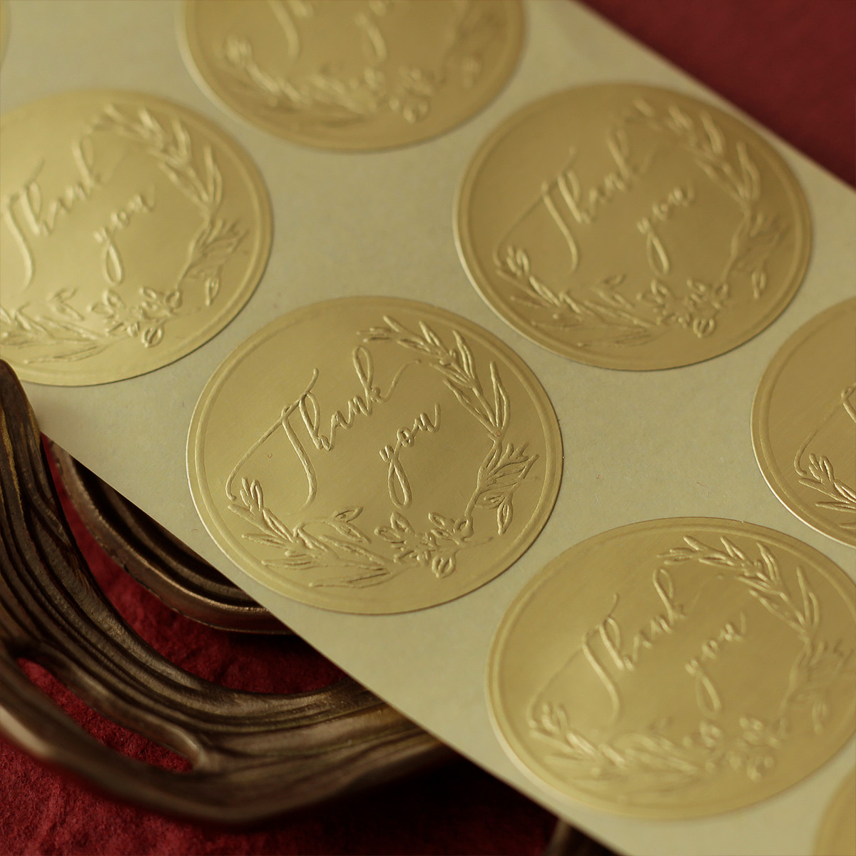 贴纸金箔信封礼品贴金金色浮雕凸起圆形不干胶喜字