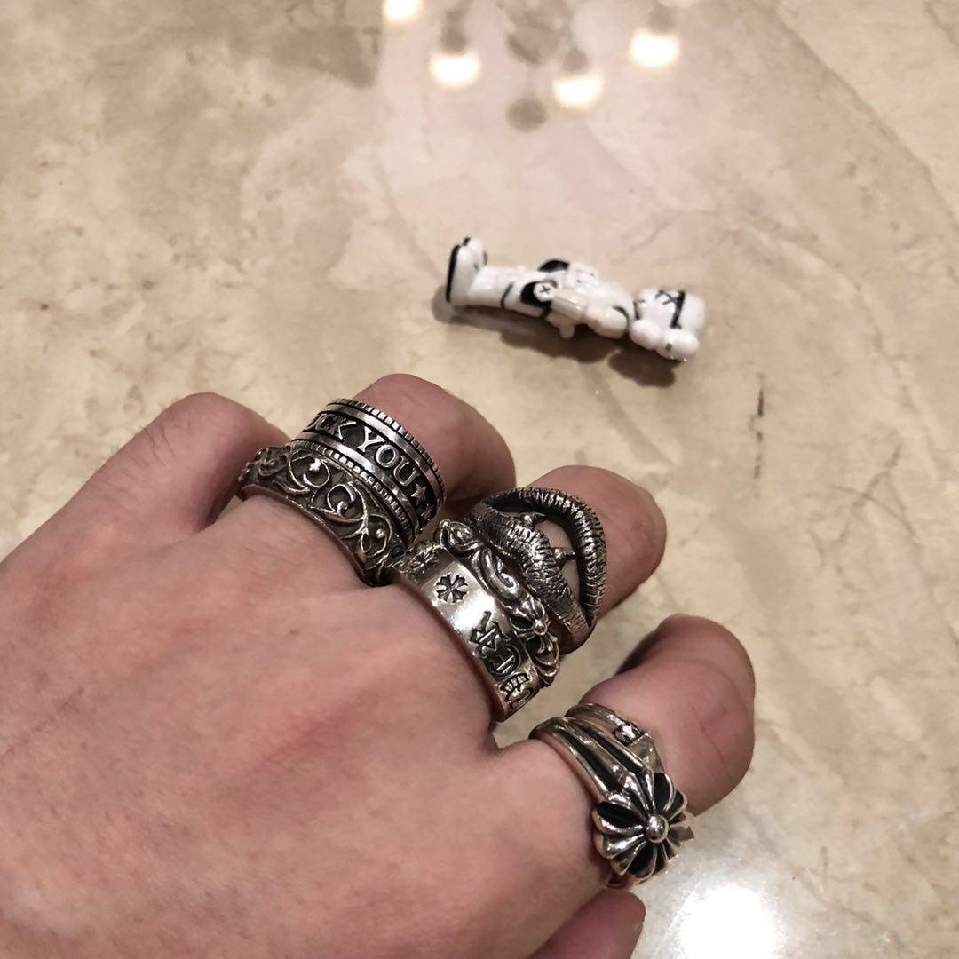 【2ccm】 glacierboy ring 五排满钻欧美嘻哈戒指集合hiphop饰品