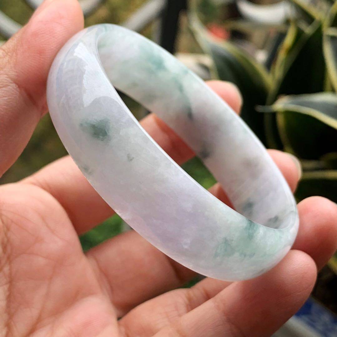 小圈口冰种飘花翡翠手镯紫色天然小手福镯玉镯手镯