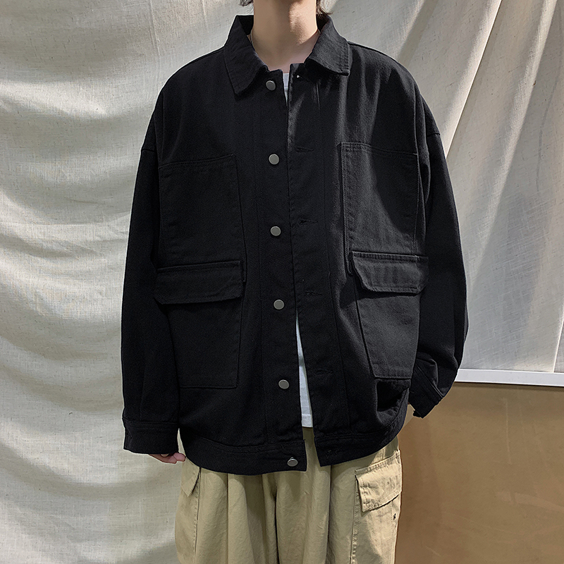 春秋季潮牌ins工装外套男百搭宽松韩版衣服港风潮流休闲牛仔夹克