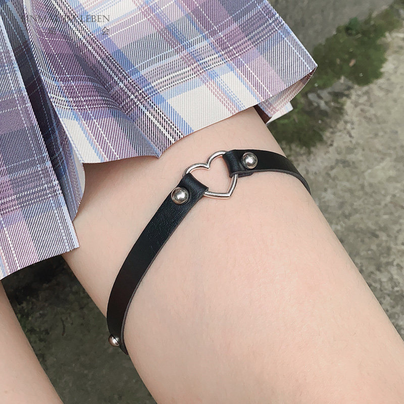 爱心金属日系甜美jk腿环不良暗黑朋克风可中筒袜