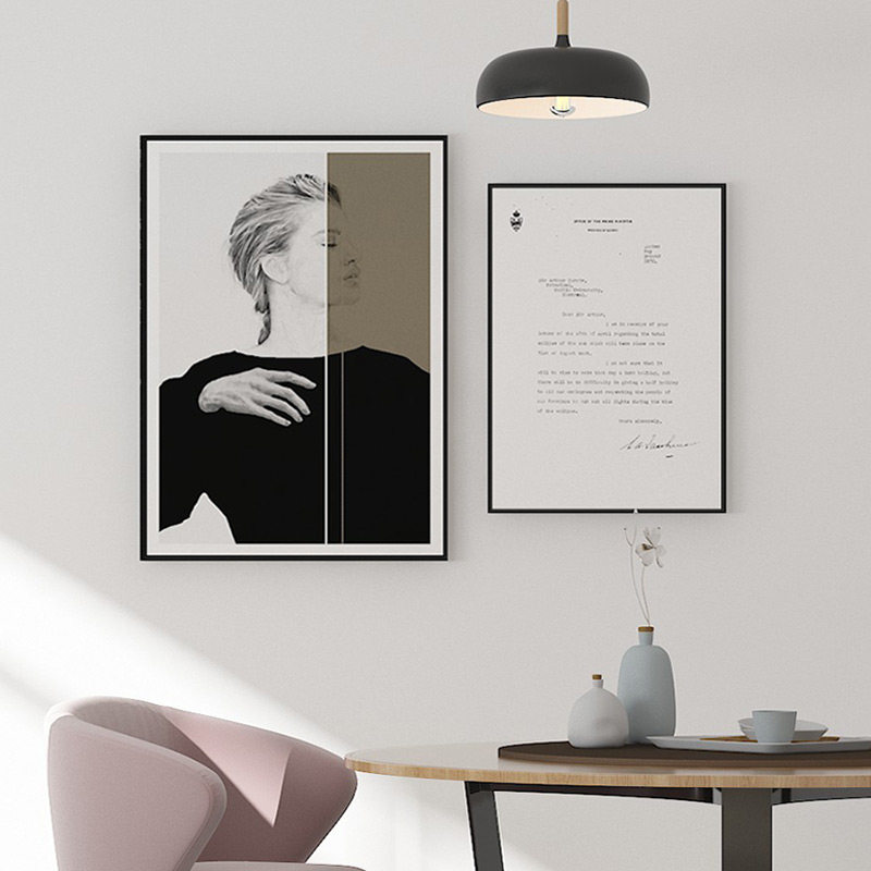 现代简约黑白灰三联装饰画客厅背景墙装饰莫兰迪波普人物艺术挂画