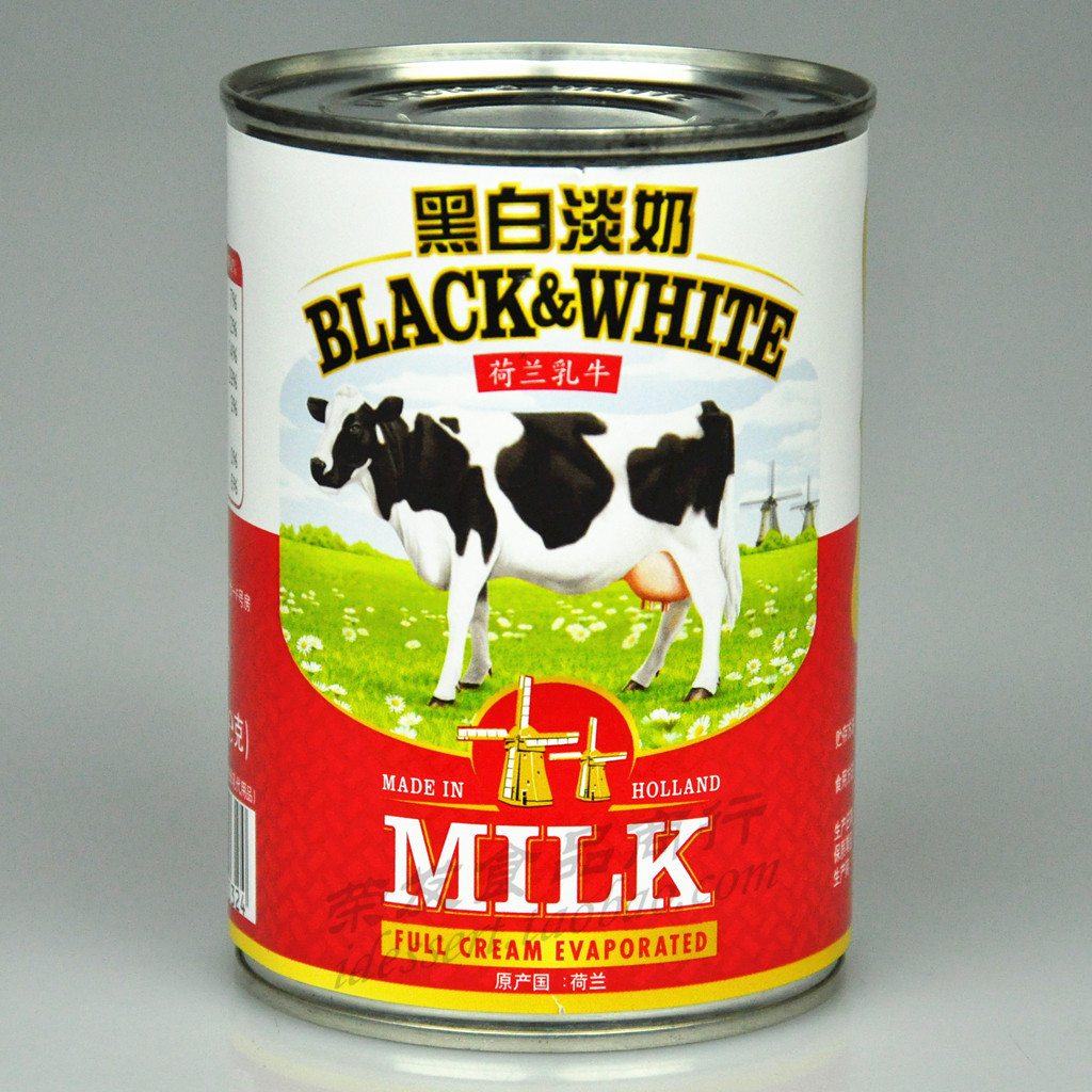荷兰进口黑白淡奶400g*6罐 全脂淡奶港式丝袜奶茶原料 多省包邮