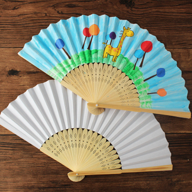 儿童包手绘折叠绘画手绘材料空白diy画画国风扇子