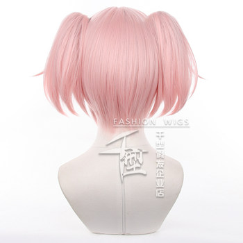 Puella Magi Madoka Shikameka cos wig scalp top tiger mouth clip twin ponytails