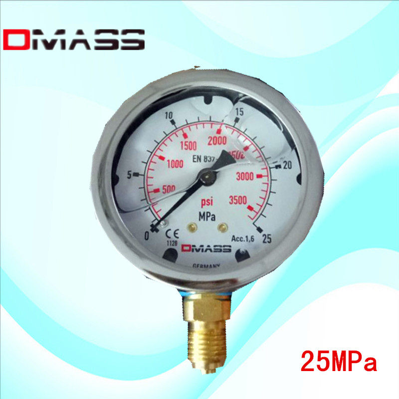 德玛仕63mm压力表en8371025mpa挖掘机液压油表g12分牙压力表
