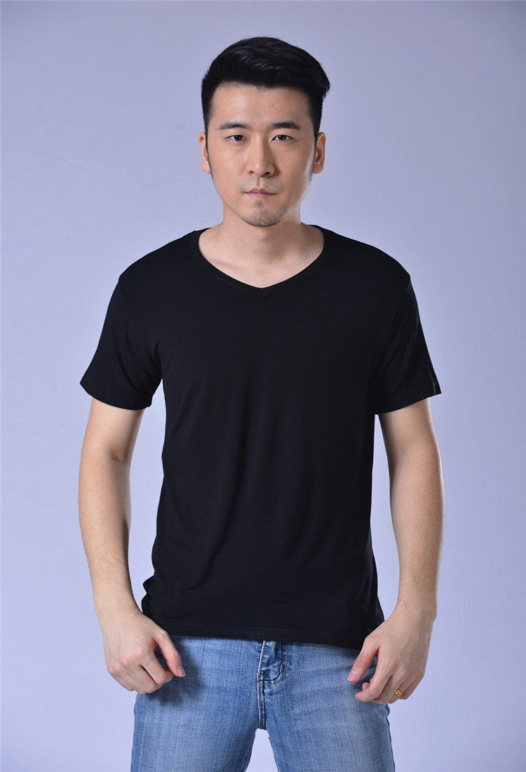 夏季薄款男装短袖t恤大码休闲白色打底汗衫 中老年人运动半袖上衣