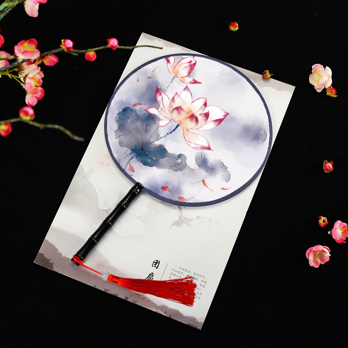 双面团扇古风扇子中国风跳舞舞蹈圆扇汉服古典古装女定制古代夏季