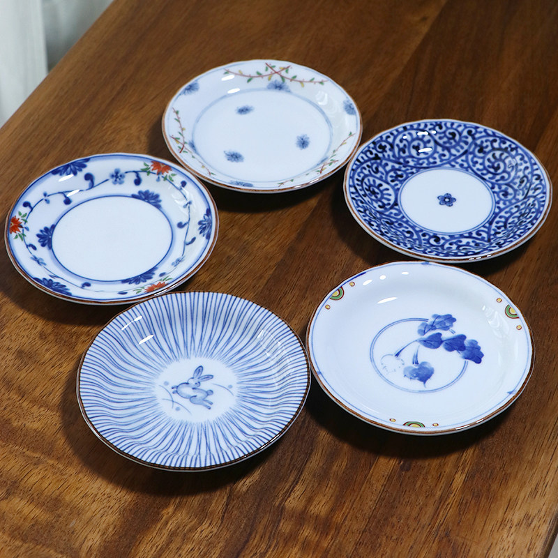 日本波佐见烧锦绘青花下午茶点心日式陶瓷餐具家用盘