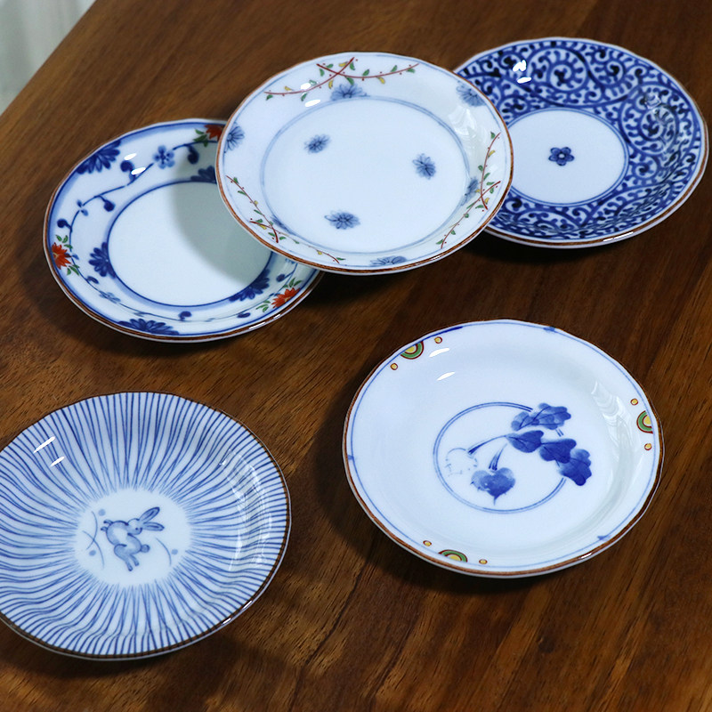 日本波佐见烧锦绘青花下午茶点心日式陶瓷餐具家用盘