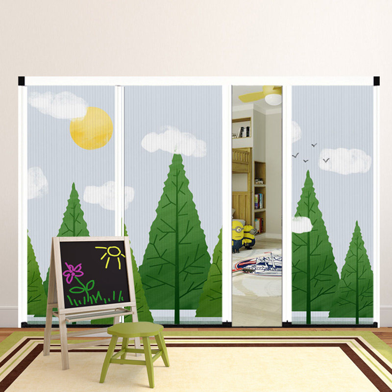 优诗曼儿童卡通蜂巢折叠移门隔断室内推拉门阳台卧室门