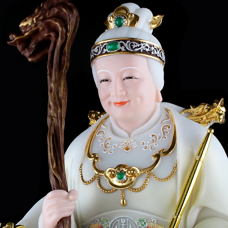 妈妈神像汉白玉佛像老太太铁刹山19寸家用摆件客厅摆件