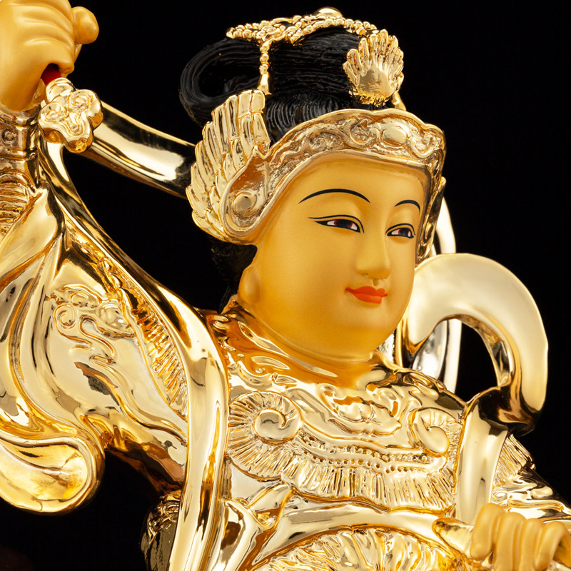 顺天圣母神像纯铜鎏金注生娘娘临水夫人陈靖姑摆件