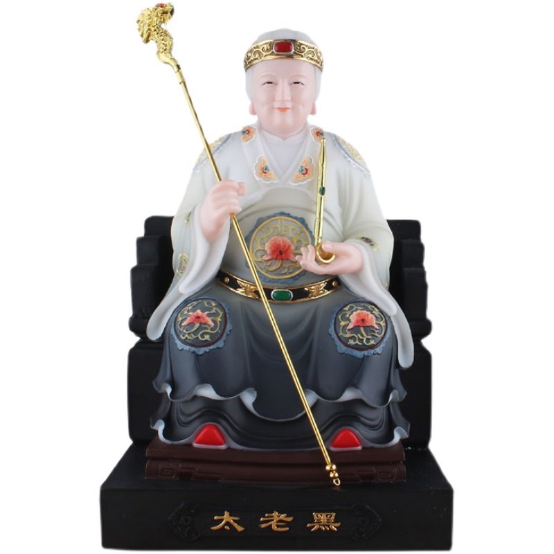 黑妈妈神像黑老太太汉白玉佛像彩绘黑奶奶客厅铁刹山像人物摆件