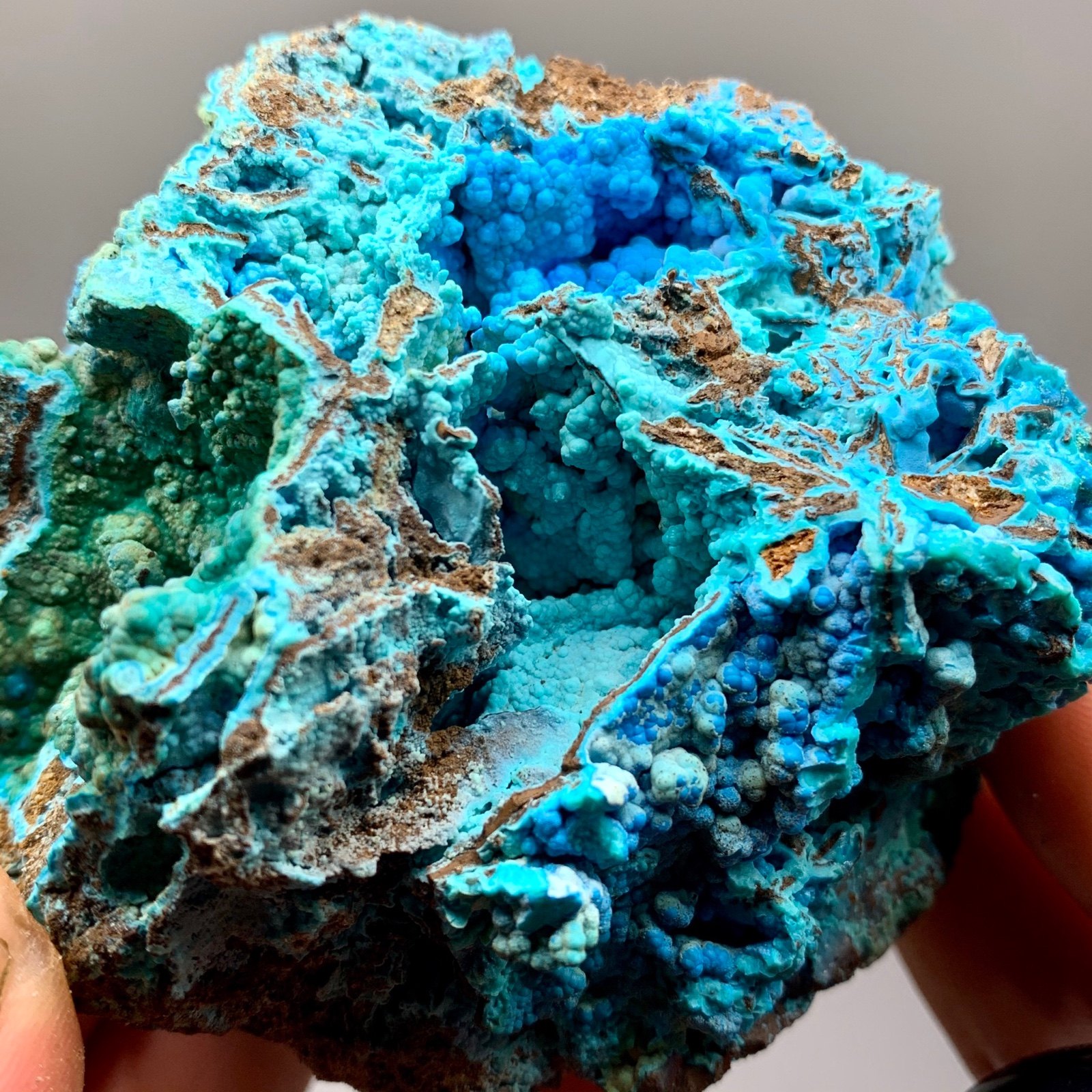 缅甸青蓝双色孔雀石天然原石矿物晶体摆件