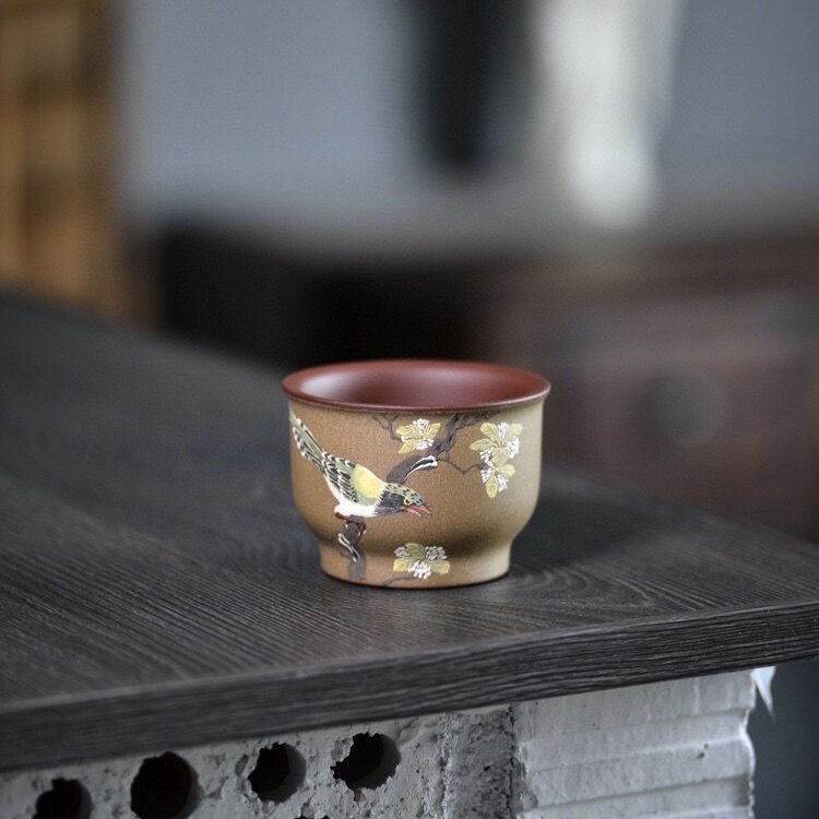 慕器宜兴宜兴紫砂紫砂壶茶具梁伟紫微彩鸟杯纯手工茶壶