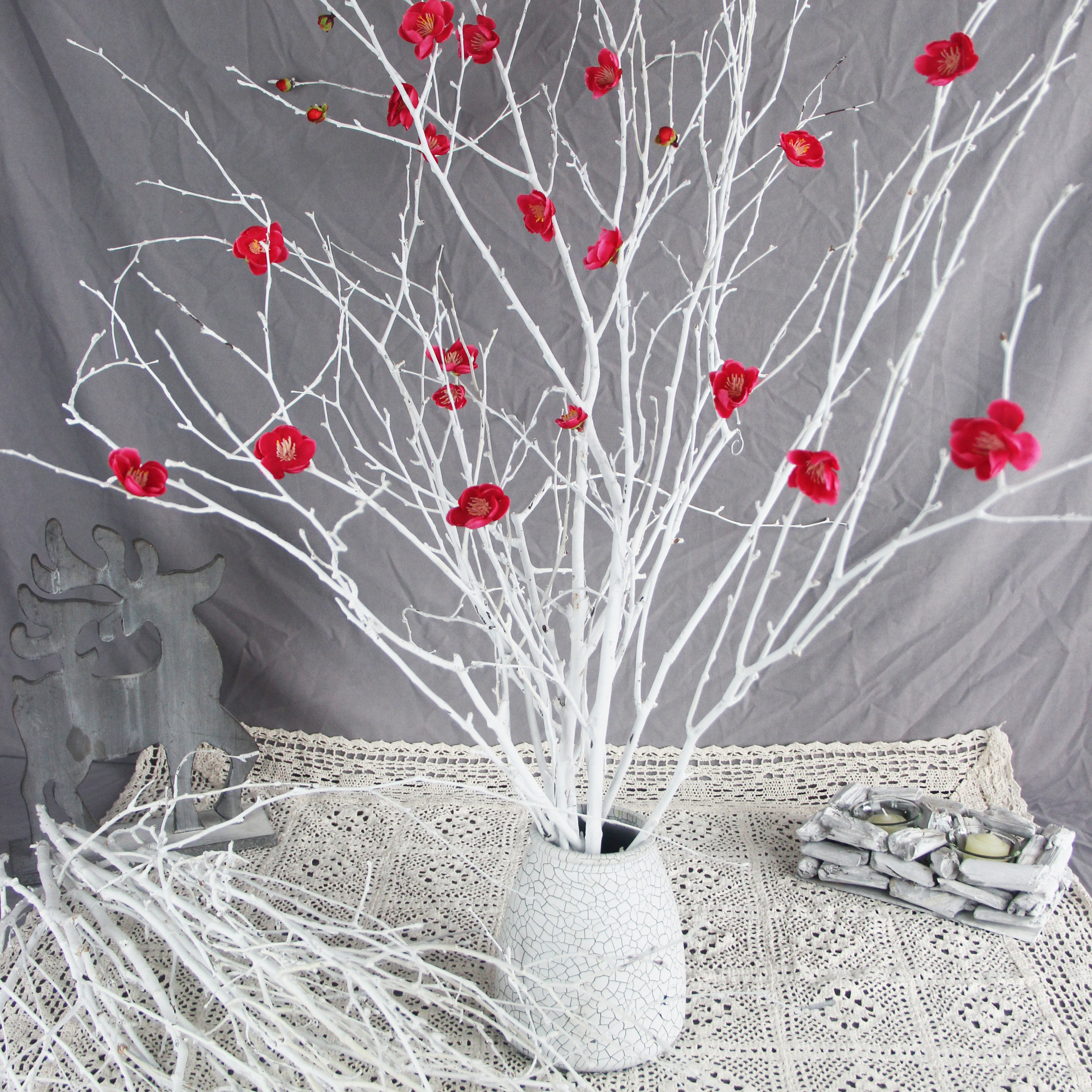 树枝白桦装饰复古干枯插花原木田园客厅树杈干花