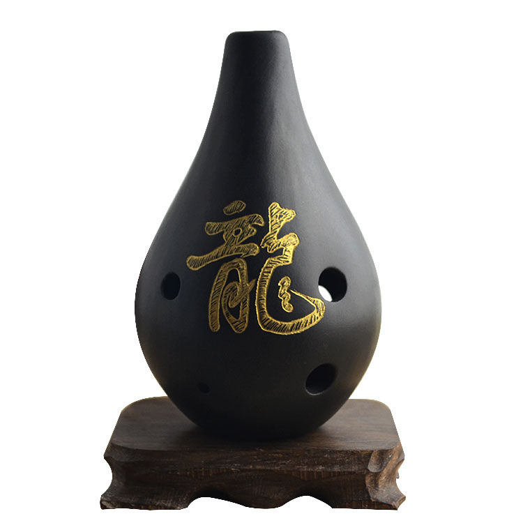 包邮底座乐器埙笛af7孔黑陶满口天籁中音陶笛