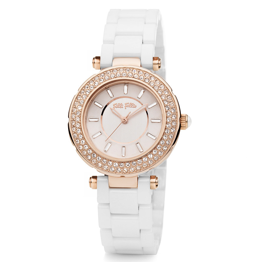现货follifollie芙丽芙丽手表陶瓷玫瑰金女表包邮wf5r135bd