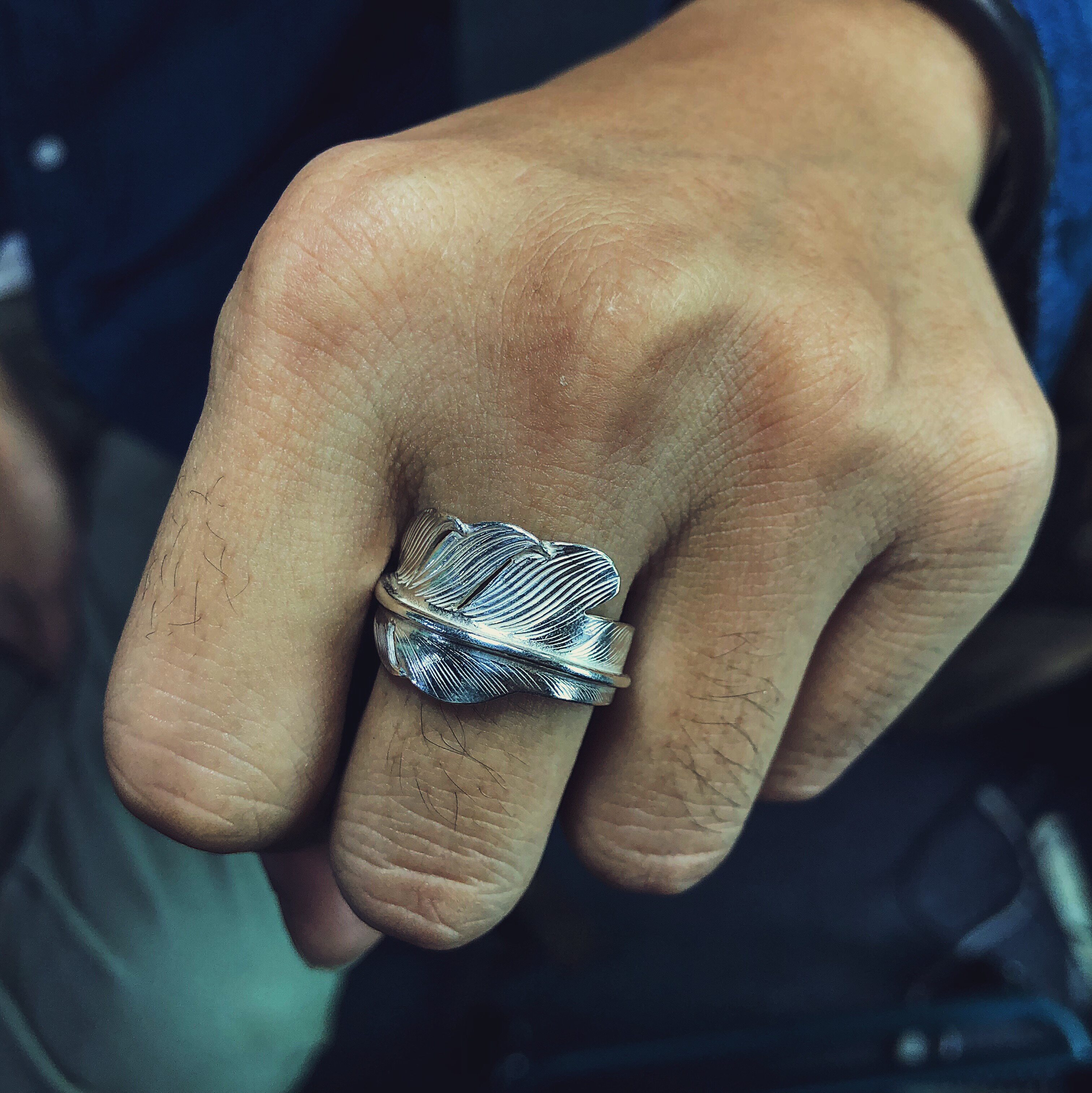 溪迟larrysmith复刻风切羽毛戒指纯银男女女款手工戒指