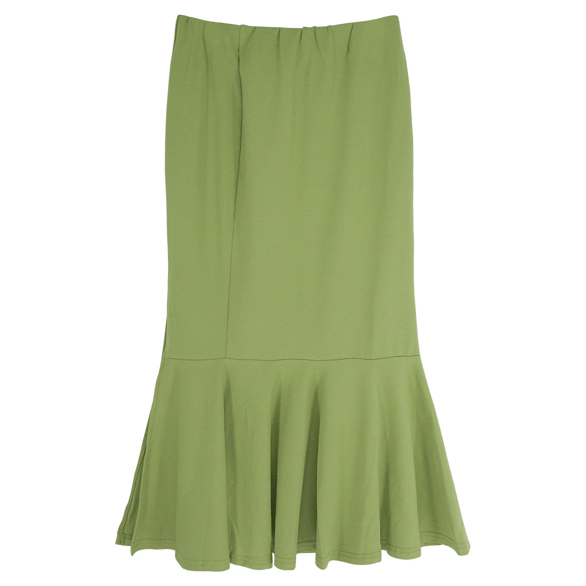 syt淡雅恬静复古高腰开衩鱼尾半身荷叶中长半身裙