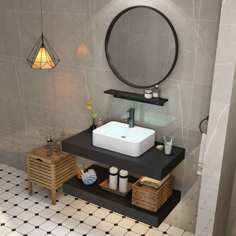 大理石浴室柜小户型北欧洗脸洗手盆池卫浴柜组合卫生间洗漱台面盆