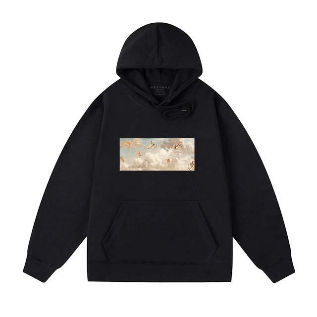 GESIMAO Angel empty canvas vintage shirt loose sense of men and women through new sweater Hoodie GESIMAO Angel empty canvas vintage shirt loose sense of men and women through new sweater Hoodie